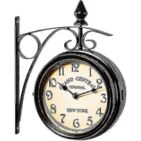 Horloge murale de jardin en fer forgé, double face, fabriquée à la main pour la décoration extérieure (1/4)