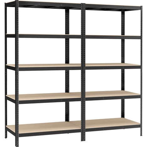 Songmics – Lot de 2 rayonnages étagère charge lourde 5 niveaux – Capacité 750 kg – Dimensions 60 x 120 x 200 cm – Structure en acier antirouille