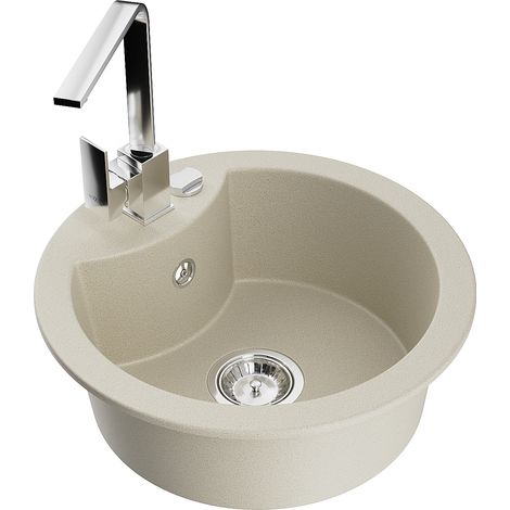 Mexen Diego lavello in granito 1-vasca con miscelatore da cucina Rita, beige - 6512-69-670300-00 (1/5)