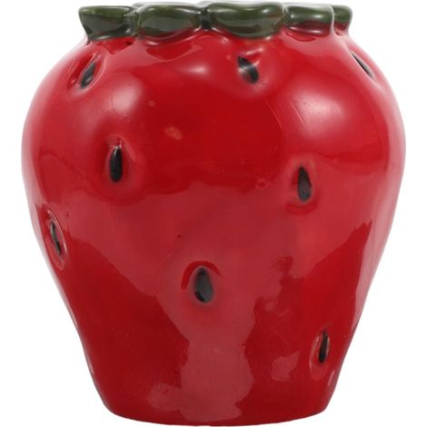 Vase en Céramique de Fraise Rouge, Pot Décoratif Artisanal Résistant aux Éclats, Petit Vase Coloré pour Fleurs et Plantes D’intérieur, Décoration Originale pour Maison, Bureau (1/5)