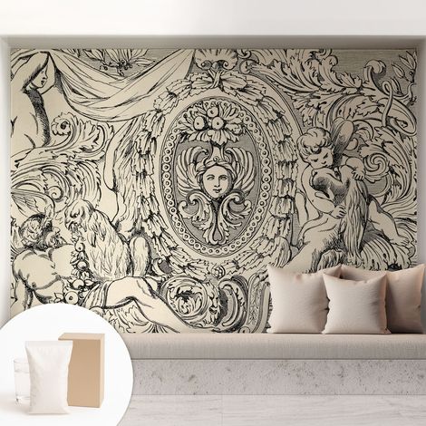 Papier peint intissé mural avec imprimé pour décoration pour salon pour chambre à coucher pour entrée Richesse des ornements 208x146 cm (1/5)