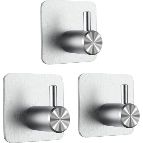 3 ganchos adhesivos, ganchos de pared para baño, toallero sin agujeros, toallero de cocina de acero inoxidable -Crezuo