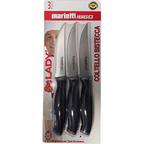 Coltelli da bistecca acciaio Marietti lady BBQ set 3 pz