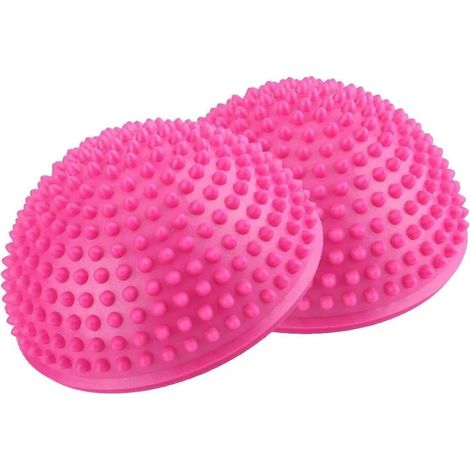 MINKUROW Pelota De Masaje Para Pies, Hemisferios De Yoga De Pvc Masaje Ejercicio Trainer Fitness Balance Ball (Rosado) (1/5)