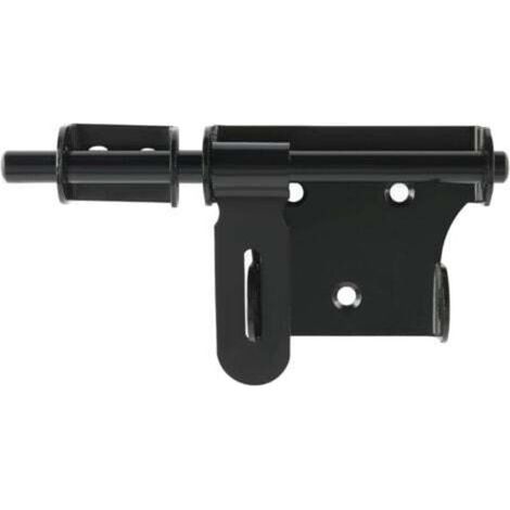 Verrou de porte coulissante en acier inoxydable noir – 15 cm, avec trou pour cadenas, pour portes intérieures et extérieures (1/5)