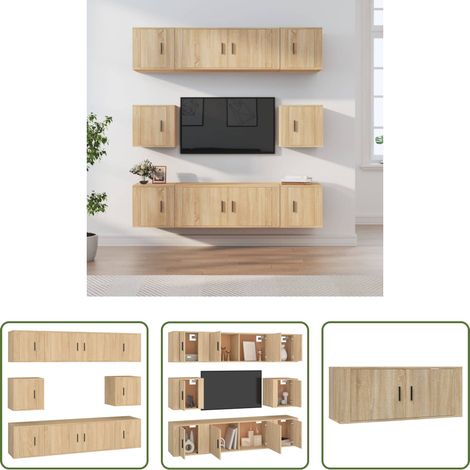Meuble tv chêne sonoma - Ensemble de meubles TV 8 pcs Chêne sonoma Bois d'ingénierie (1/5)