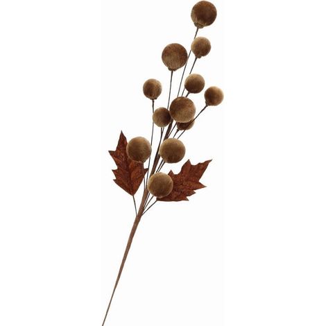 Boule De Décoration - Boule En Velours Avec Branches Pour Arbre De Noël - Ornement Festif Pour Guirlande Et Couronne - Lot De 1 Pièce