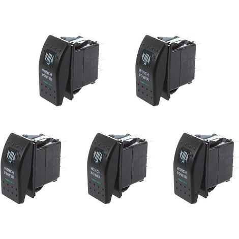 Cinq interrupteurs à bascule 12V pour voiture/bateau/camping-car, compatibles avec les bandes lumineuses LED, les phares antibrouillard, les feux arrière et les alimentations de treuil. (1/4)