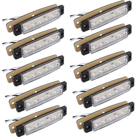 Lot de 10 feux de position latéraux 12V – 6 SMD LED étanches – Dimensions 98x20x10mm – Longueur de fil 248mm pour remorque et camion - 10pcs (1/5)