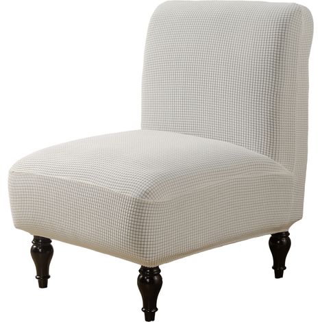 1 Housse extensible jacquard, protection amovible, fauteuil sans accoudoirs, blanc, salon mariage banquet (1/5)