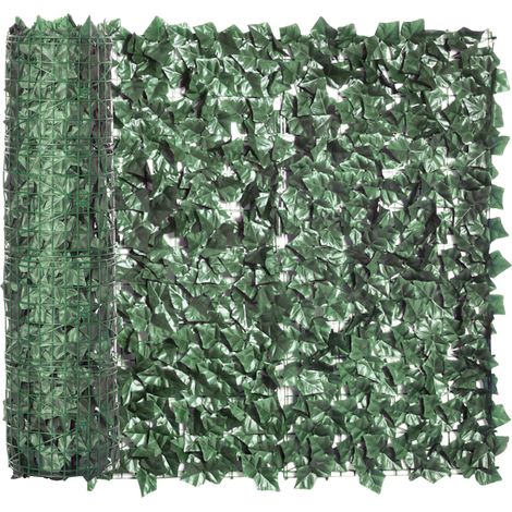 Rouleau de haie artificielle pour jardin de balcon, fabriqué en matériau PE résistant aux UV, feuilles vert foncé, dimensions 300x100 cm. (1/5)