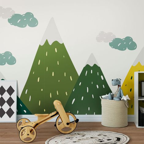 Stickers muraux enfants - Décoration chambre bébé - Autocollant Sticker mural géant enfant montagnes scandinaves ZOUKA - 40x60cm (1/5)