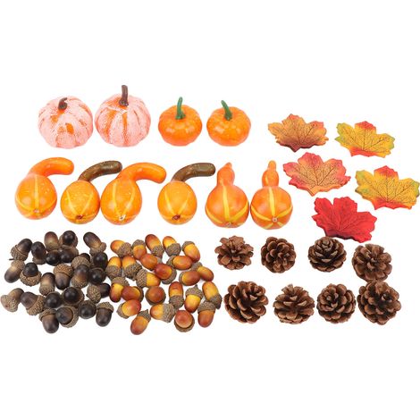 Kit Décoration Automne 166 Pcs Citrouilles Feuilles Érables Chênes Noix Pin Artificielles (1/5)