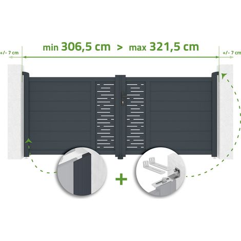 Verstellbares Drehtor Breite 3m ARLBERG H.120cm grau Aluminium (1/4)