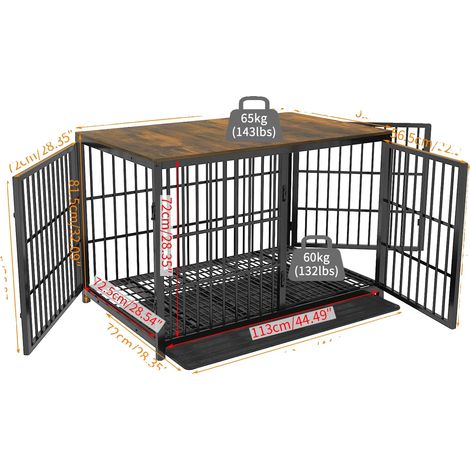 Jaula para perros, tres puertas, bandeja extraíble, negra, talla 2XL (1/2)