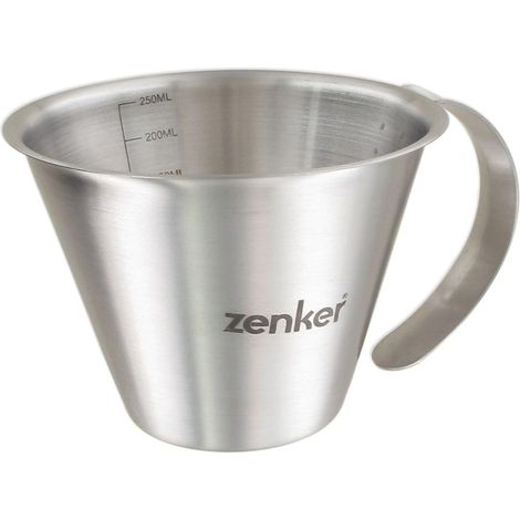 Verre doseur gradué 250 ml, verre gradué pour liquides, verre mesureur, Acier inoxydable, Argent, 12,5 x 10 x 7 cm (1/5)
