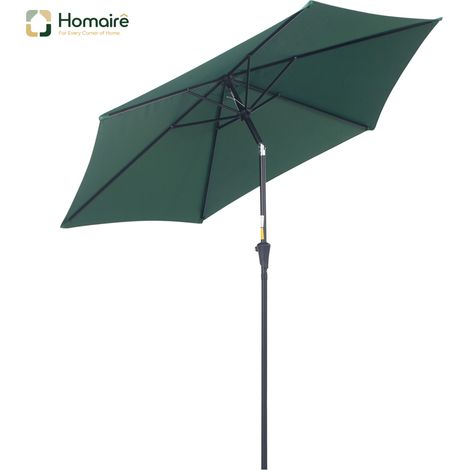 HOMAIRE Knickschirm Sonnenschirm Gartenschirm Marktschirm mit Handkurbel Alu Polyester Dunkelgrün