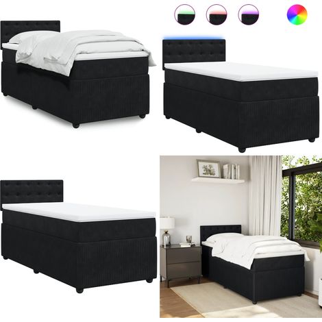 Boxspringbett mit Matratze Schwarz 80x200 cm Samt - Boxspringbett - Doppelbett - Samtbett - Samt - LED Beleuchtung - Home & Living (1/5)