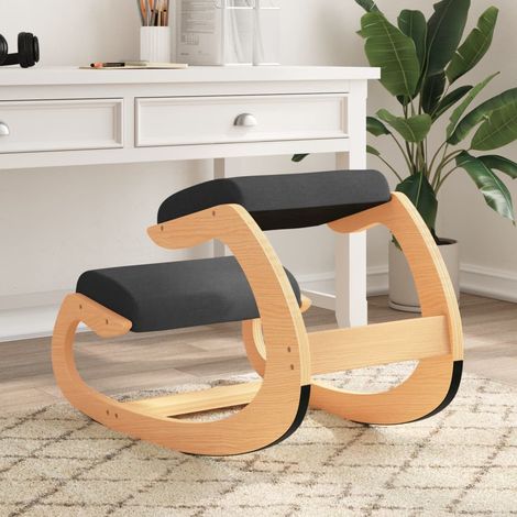 Chaise à genoux, noire, 55 x 84 x 55 cm, contreplaqué de bouleau (1/5)