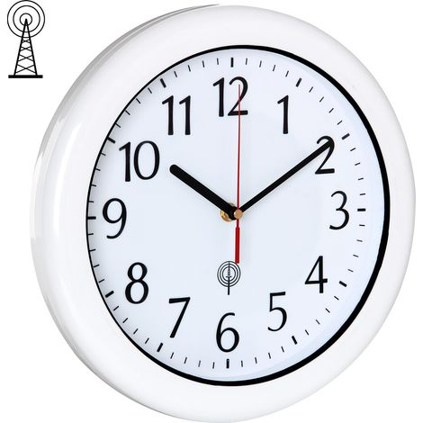 Monzana – Horloge murale radio-pilotée étanche Ø30 cm – Mouvements silencieux – Grand cadran – Boîtier en plastique résistant – Pour piscine et salle de bain
