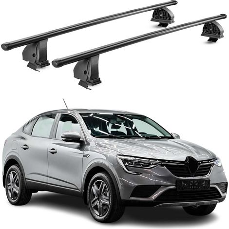 OMAC Barres de toit transversales en acier pour Renault Arkana 2021-2026 – TÜV / DIN 75302:2019 – Antivol inclus – Rainure en T (accessoires) – Charge max 75 kg – 2 barres – Noir