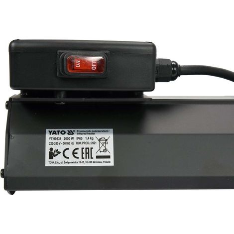 Yato YT-99531 Riscaldatore elettrico per interni ed esterni Nero Riscaldatore elettrico alogeno