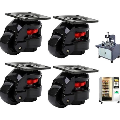 Ruote livellanti, struttura in acciaio e plastica, diametro 7,6 cm, regolazione in altezza di 5 cm, capacità di carico 68 kg, set da 4 (1/5)