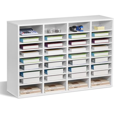 VEVOR Organizador de Literatura 997 x 305 x 680 mm, Clasificador de Madera de Oficina de 36 Compartimentos con Estantes Ajustables,  para Almacenamiento para Archivos, Documentos, Papeles, Blanco