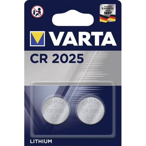 Lot de 2 piles bouton lithium CR2025 3V – 170 mAh – Pour clés de voiture, télécommandes, balances – Garantie 10 ans