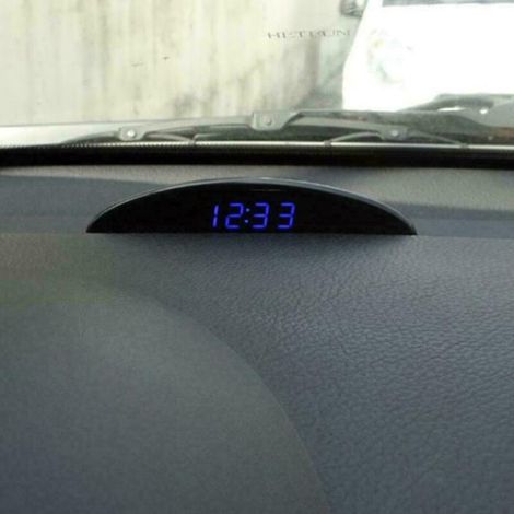 Horloge numérique LED 12V pour voiture, thermomètre voltmètre électronique auto, cadran digital avec affichage température et tension, accessoire automobile universel. (1/5)