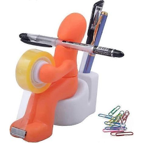 Fournitures de bureau Butt Station, distributeur de ruban adhésif, distributeurs de ruban adhésif de bureau, avec rouleaux de ruban adhésif et trombones pour le rangement, pour le bureau, la maison ou (1/5)