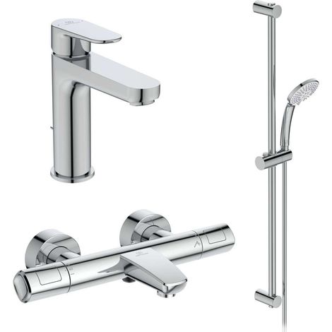 Ideal Standard CeraTherm - Set doccia con termostatico e miscelatore per lavabo, 3 getti, cromo BC985AA (1/2)