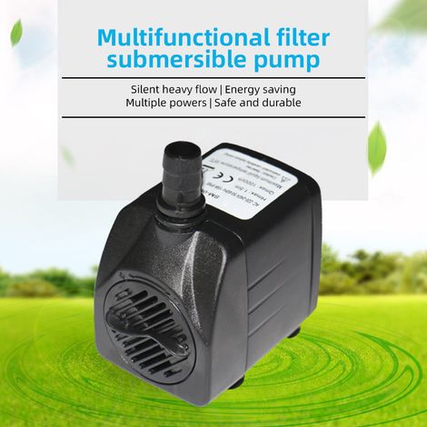 Pompe à Aquarium Mini Submersible 1000L/H 15W 12mm Noir ABS Sucur avec Base (1/5)