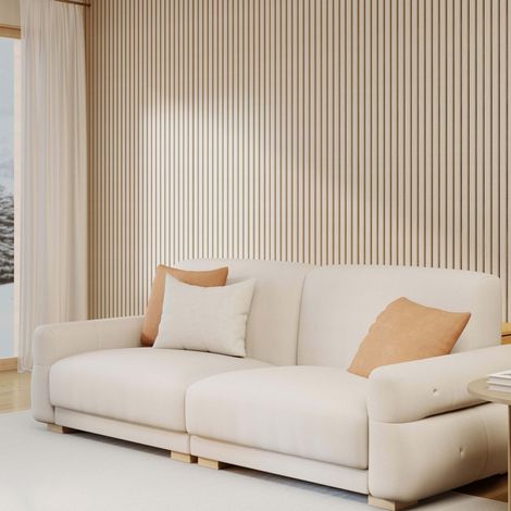 2Pcs Decorative Acoustic Slat Wall Panels And Natural Oak MDF 1200x600mm