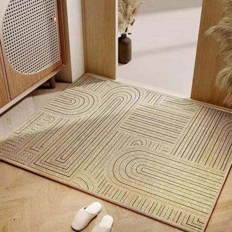 Tapis d'extérieur résistant - ZOR® - Coureur long - Aspect lin - Beige/Naturel - 40x60 cm - Résistant aux UV (1/2)