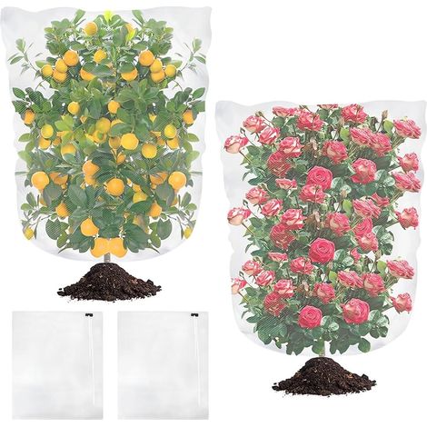 2 Filet Arbre Fruitier Anti Oiseaux, Cordon de Serrage, Polyéthylène Haute Densité, Protection Insectes, Jardin Potager
