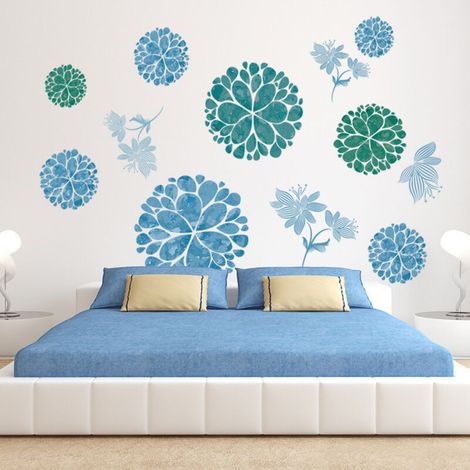 Stickers muraux avec plantes tropicales, stickers décoratifs en forme de feuilles