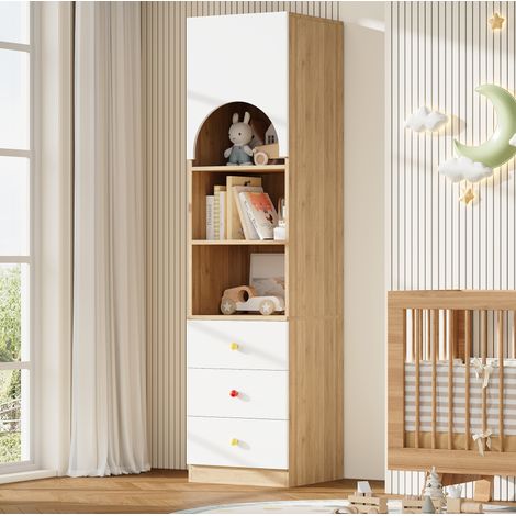 Bücherregal mit 3 Schubladen und Tür 50x50x200 MDF OKMYHOME