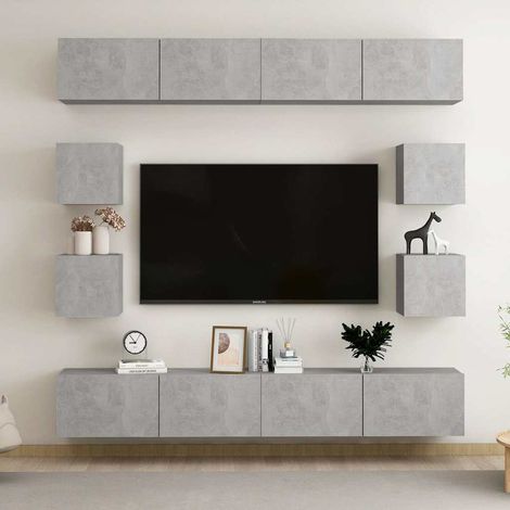 vidaXL Juego de muebles de salón 8 piezas gris hormigón (1/5)