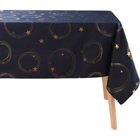 Nappe rectangle 150 x 300 cm Fete etoilee bleu (1/4)