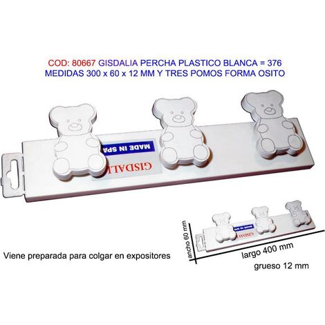 gisdalia finstock percha plast osito 300x60x12mm 3 pomos 376