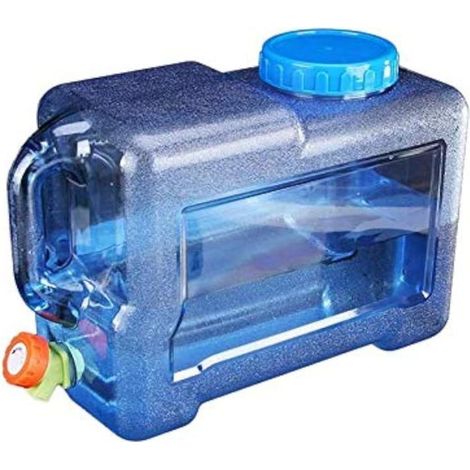 Bidon d'eau portable de 8 litres avec robinet et poignée Bidon bleu transparent pour voiture, camping, utilisation en extérieur (2 gallons) (1/5)