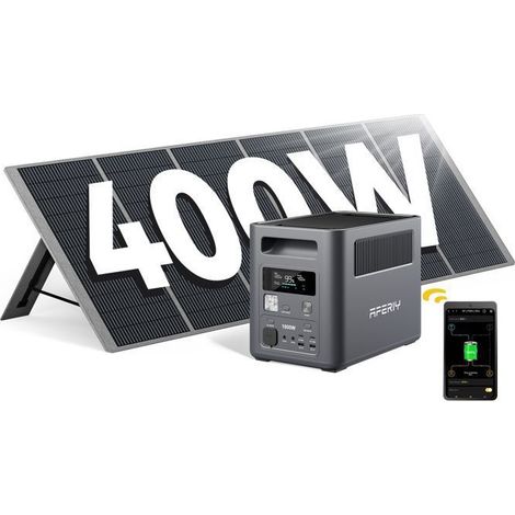 Tragbare Energie-Station - AFERIY - AF-P180 - LiFePO4 1024Wh - AC 1800W - Solarpanel 400W