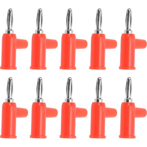 Fiche banane empilable 4mm/0,2 pouces, connecteur de taille Standard en laiton sans soudure pour accessoires de sécurité rouge 10 pièces (1/5)