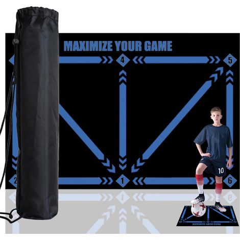 Football Training Mat, Foot Training Mat, 60 x 90 cm, Non-Slip and Cushioning Training Mat, Football Mat for Dribble Training/Passing/Pliometry (1/5)