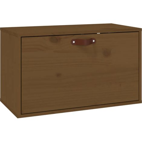 Armadio pensile in legno di pino massello stile rustico portaoggetti da parete 60 x 30 x 35 cm in legno marrone miele 020048359