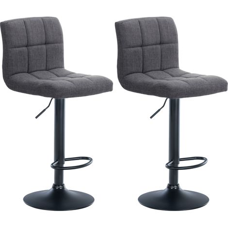 Set di 2 sgabelli da bar in stile contemporaneo rivestiti in tessuto trapuntato grigio chiaro con struttura in metallo nero 100006722