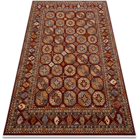 Carpet Wool KESHAN fringe, Ornament, frame oriental 7874/53588 claret red 300x380 cm