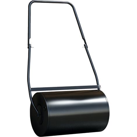 Rouleau à gazon, rouleau de jardin, remplissable avec 38 L d'eau ou de sable, 60 x 32 x 105 cm, noir