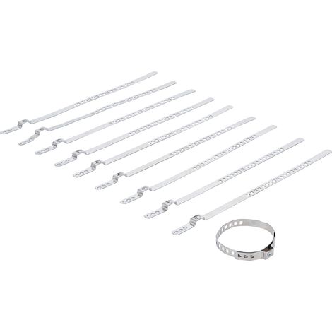 BGS Kit de abrazaderas para fuelles de eje, acero inoxidable, 7 mm, 20-50 mm, 10 piezas - 70327